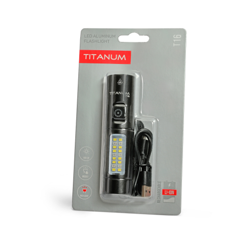 Портативный светодиодный аккумуляторный LED фонарик Titanum 160Lm 6500/12000K IPX2 TLF-T16