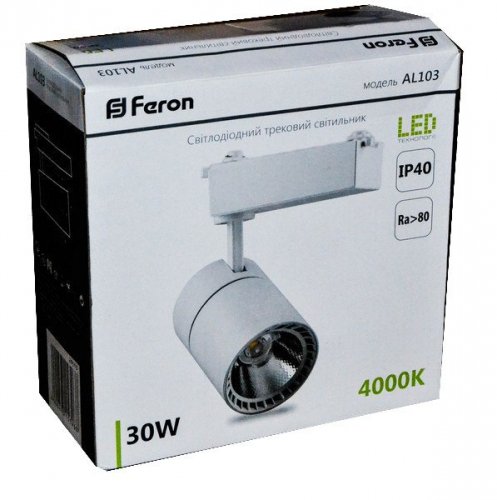 LED світильник трековий Feron AL103 30W 4000К білий