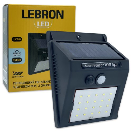LED светильник уличный Lebron L-SL-4857A на солнечной батарее 0.3W 6500К IP44 с датчиком движения 15-17-55