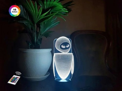 3D светильник "Ева" с пультом+адаптер+батарейки (3ААА) 04-026