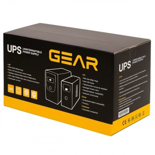ИБП непрерывного действия Gear 1000VA 720W LCD plastic RJ45+USB GU-1000PLCD