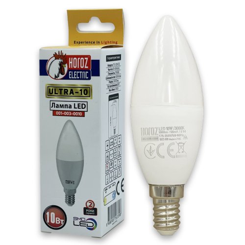 LED лампа Horoz свеча ULTRA-10 10W E27 3000K 001-003-0010-050