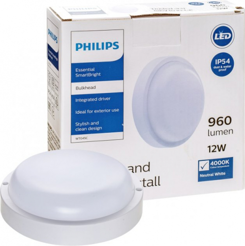 LED светильник Philips WT045C LED12/NW PSU CFW L1054 960lm IP54 12W 4000K накладной круг 911401735852