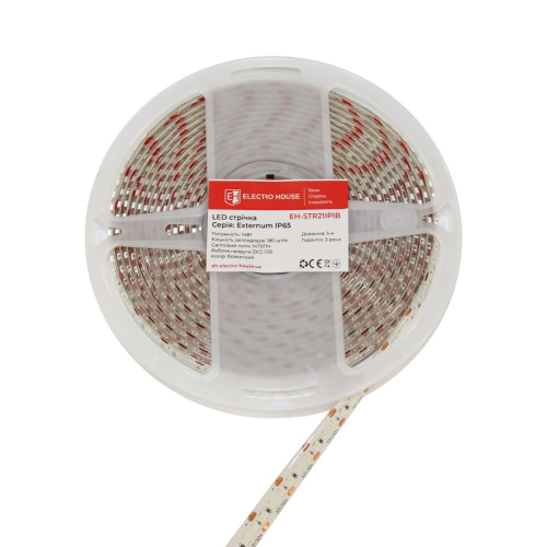 LED стрічка ElectroHouse Externum IP65 180шт/м 14W/м 12V блакитний EH-STR21IPIB
