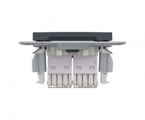 Розетка комп. подвійна RJ45 кат.6 UTP Schneider Asfora Антрацит EPH4800171