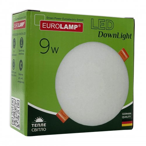 LED cветильник Eurolamp 9W 3000K круг LED-DLR-9/3(Е)