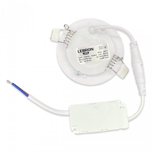 LED cветильник Lebron L-PR-341 3W 4100К круг 12-10-03