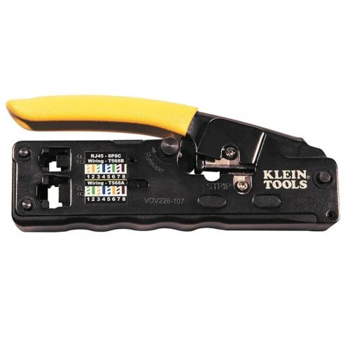 Обжимной инструмент Klein Tools для разъемов RJ45 и RJ11/RJ12 с функцией резки и зачистки кабеля KT-VDV226-107