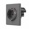 Розетка Videx Nota USB-A + USB-C 20W одинарная с заземлением серый графит VF-NT-SK1GUC-GR Розетка Videx Nota USB-A + USB-C 20W одинарная с заземлением серый графит VF-NT-SK1GUC-GR