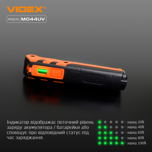 Портативний LED ліхтарик Videx M044UV 400Lm 4000K IP20 VLF-M044UV з ультрафіолетовим світлом