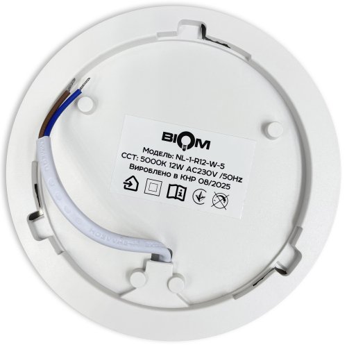 LED світильник накладний Biom 12W 5000К IP40 круглий білий NL-1-R12-W-5 25787