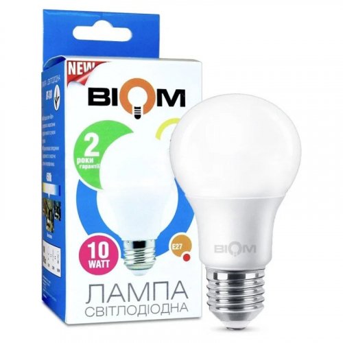Світлодіодна лампа Biom А60 10W E27 3000K BT-509