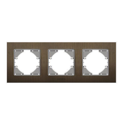 Рамка шоколадний алюміній 3 поста горизонтальна Videx Binera VF-BNFRA3H-CH