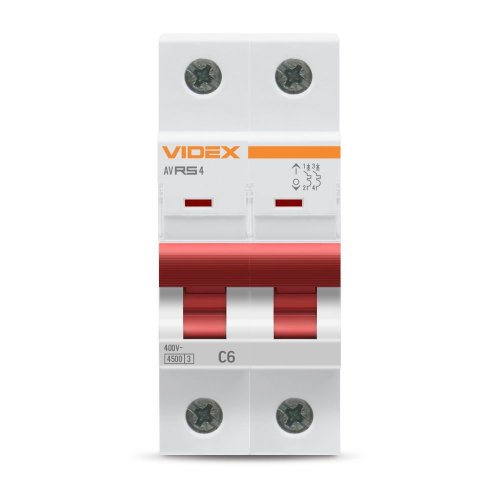 Автоматический выключатель Videx RESIST RS4 2п 6А С 4,5кА VF-RS4-AV2C06