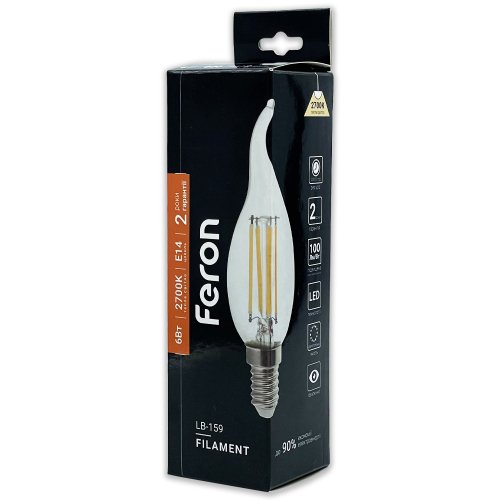 Світлодіодна LED лампа Feron свічка на вітрі LB-159 6W E14 2700K (25750) 5238