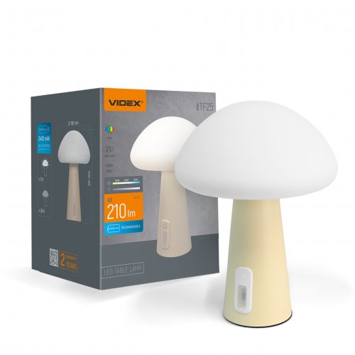 Настольная LED лампа аккумуляторная Videx 4W 3000-6500K+RGB белая VL-TF25BG