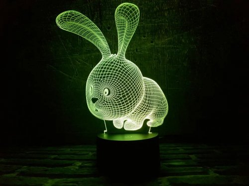 3D светильник "Кролик" с пультом+адаптер+батарейки (3ААА) 02-013