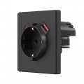 Розетка Videx Nota USB-A + USB-C 20W одинарная с заземлением черная VF-NT-SK1GUC-BL