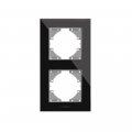 Рамка Videx Binera 2 поста вертикальна чорне скло VF-BNFRG2V-B