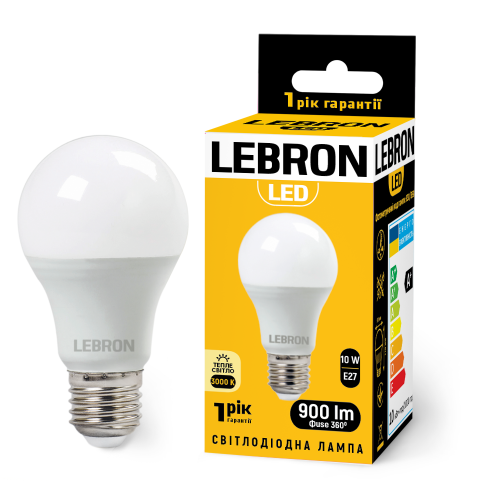 Світлодіодна LED лампа Lebron L-A60 10W Е27 3000K 11-11-31