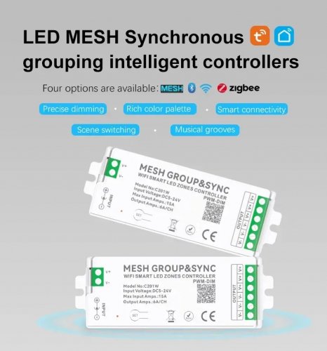 Диммер Prolum Mesh Wi-Fi 4-Zone 5-24V 15A TUYA HomeLink 404028