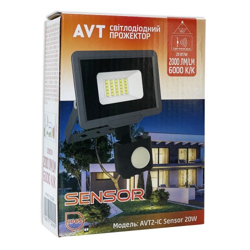 LED прожектор AVT AVT2-IC Sensor SMD 20W 6000К IP65 220V с датчиком движения 1022045