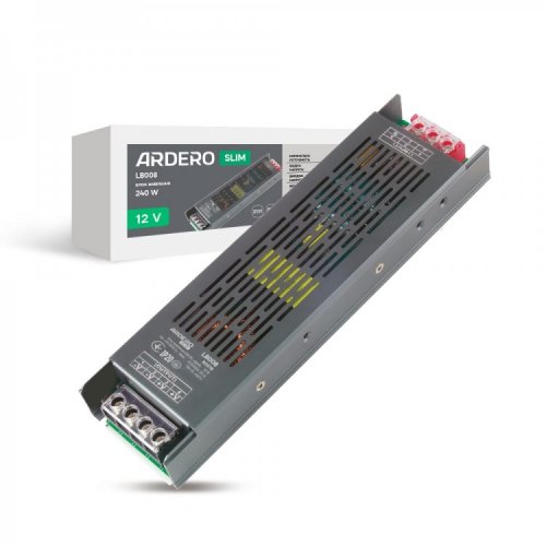 Блок питания Ardero для LED ленты LB008 240W 12V IP20 (80578) 8463