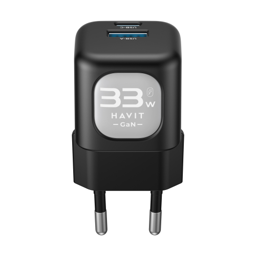 Мережевий зарядний пристрій HAVIT GaN 33W USB-A+USB-C Black HV-UC230