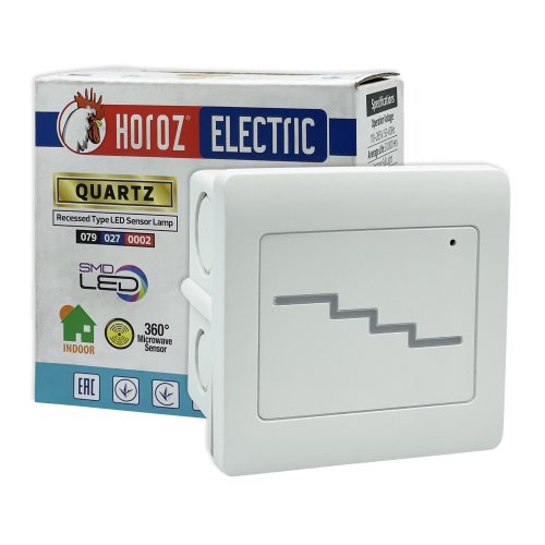 Точковий LED світильник Horoz сходовий QUARTZ 2W 4000К з датчиком руху білий 079-027-0002-010