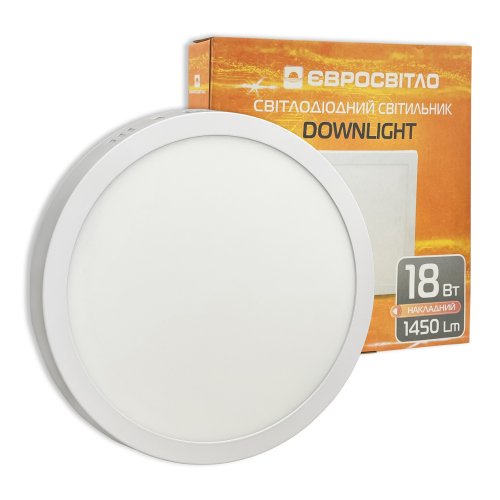 LED cветильник Downlight Евросвет 18Вт 6400К накладной круг LED-SR-225-18 000038835