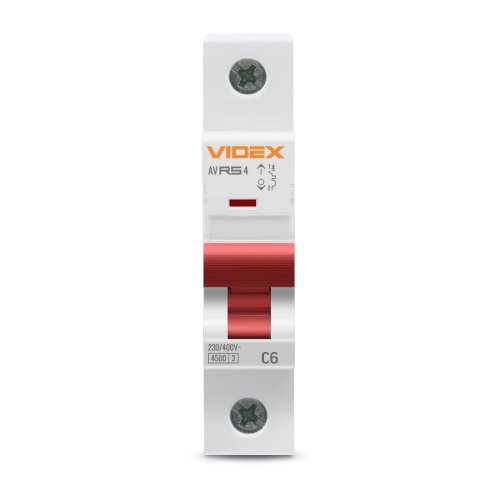 Автоматический выключатель Videx RESIST RS4 1п 6А С 4,5кА VF-RS4-AV1C06