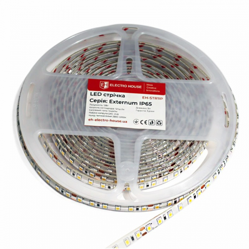 LED стрічка ElectroHouse Externum IP65 120шт/м 12W/м 24V 2800К EH-STR1IP