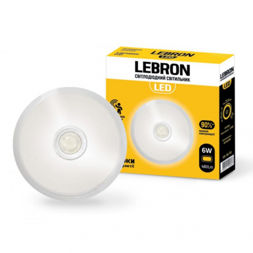 LED светильник Lebron L-WLR-S 6W 4100K с датчиком движения 15-36-41