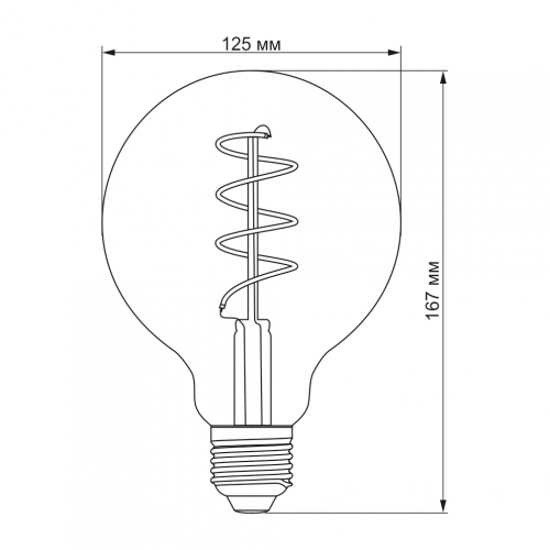 Світлодіодна лампа VIDEX Filament G125FASD 5W E27 2200K дімміруемая VL-G125FASD-05272