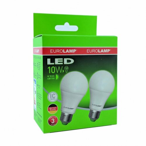 Мультипак "1+1" LED лампа Eurolamp A60 10W E27 4000K MLP-LED-A60-10274(E)