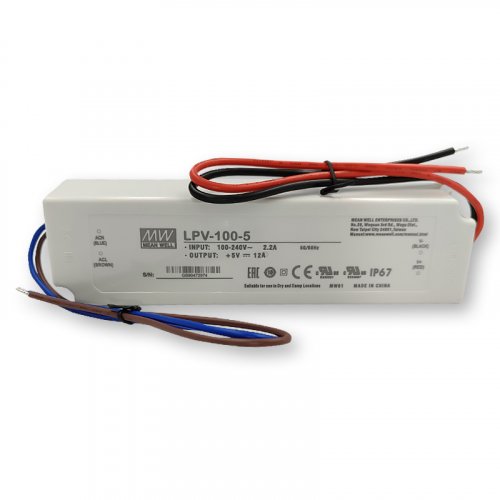 Блок питания Mean Well 100W 5V 12A IP67 LPV-100-5