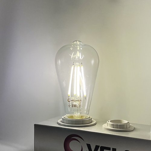 Світлодіодна LED лампа Velmax V-FILAMENT-ST64 8W E27 4100K 21-43-32