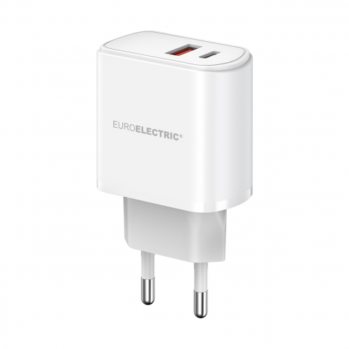 Мережевий зарядний пристрій Euroelectric 20W QC3.0 USBA+Type-C Charger-18/20W