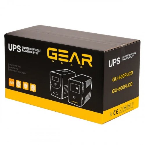 ИБП непрерывного действия Gear 600VA 360W LCD plastic RJ45+USB GU-600PLCD