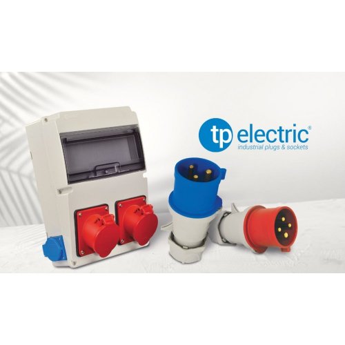 Розетка силова промислова TP Electric 3x16A 2P+PE із заземленням кутова 60-40-80
