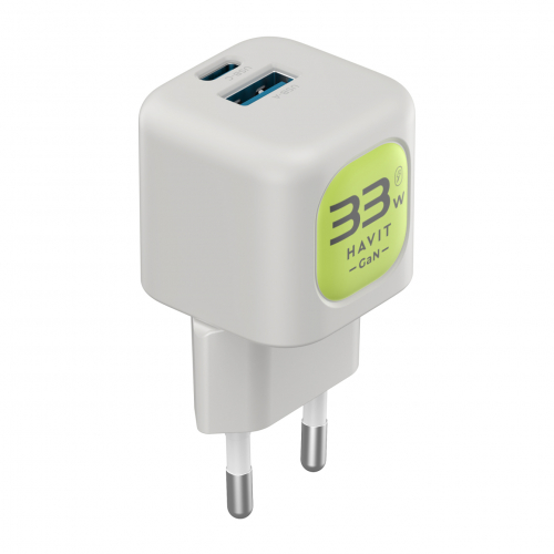 Мережевий зарядний пристрій HAVIT GaN 33W USB-A+USB-C HV-UC230-GYGN
