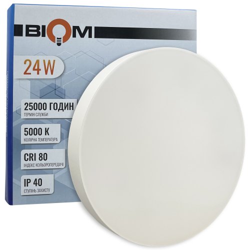 LED світильник накладний Biom 24W 5000К IP40 круглий білий NL-1-R24-W-5 25789