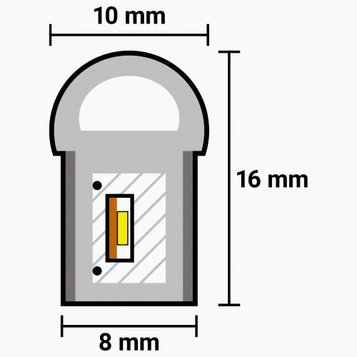 Светодиодный неон Prolum SF SMD2835 8x16 120шт/м 10W/м IP68 12V теплый 120020