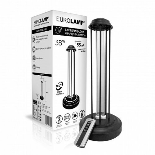 Кварцовий бактерицидний світильник Eurolamp 38W на підставці UVMB-38(black)