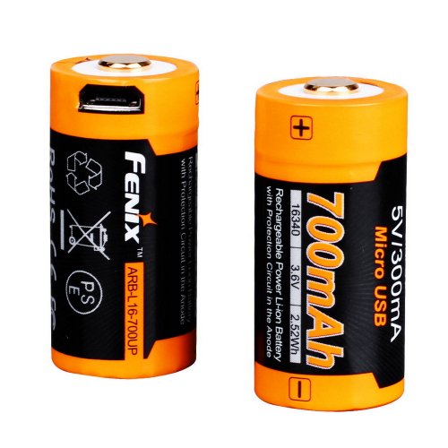Аккумулятор Fenix 16340 800mA Li-ion micro usb зарядка ARB-L16-700UP