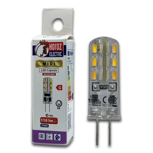 Світлодіодна LED лампа Horoz MIDI G4 1.5W 12V 2700K 001-012-0002-010