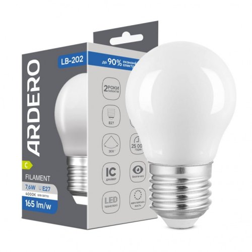 Світлодіодна LED лампа Ardero LB-202 7.6W E27 4000K 8995