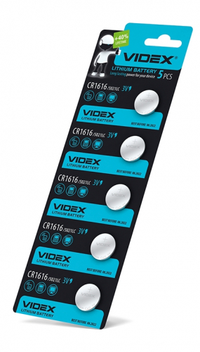 Батарейка літієва Videx СR 1616 BLISTER CARD CR1616 5pc (1 блістер) 5 шт.