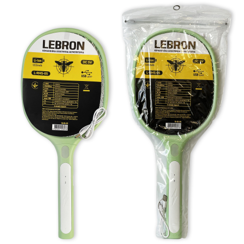 Насекомобойка электрическая Lebron L-RMS-05 аккумуляторная 4.2W 1200mAh ракетка 16-85-05