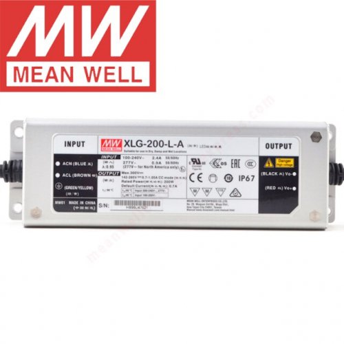 Блок питания Mean Well 200W 142-285V 0.35~1.05A IP67 XLG-200-L-A